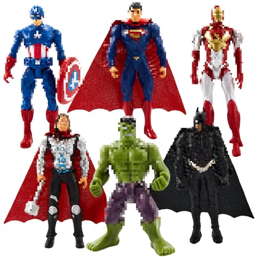 6 Stück Aveng Figuren Set, 9 cm Superhelden Figuren Tortendeko, Superhelden Actionfiguren Kuchen Dekoration, Tortendeko Superhero Doll, Superhero Cake Topper Figur für Mädchen Jungen Kinder von Wirhaut