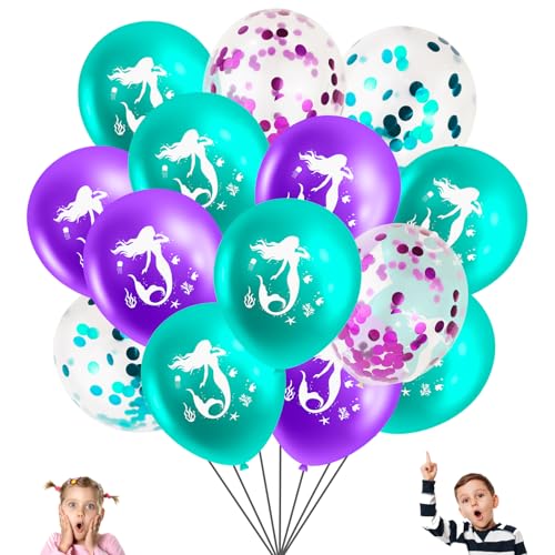 Meerjungfrau Luftballon Geburtstag Deko 15 Stück Mermaid Geburtstag Deko Kindergeburtstag Deko, Kindergeburtstag Happy Birthday Latex Ballon Party Supplies Deko Junge Mädchen von Wirhaut