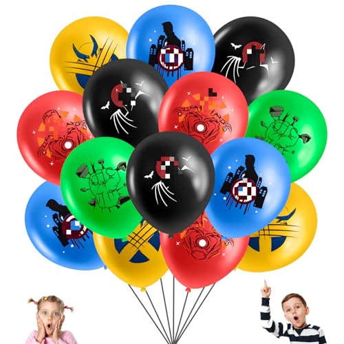 Superhelden Luftballon Geburtstag Deko, 15 Stück Geburtstag Deko Kindergeburtstag Deko, Kindergeburtstag Happy Birthday Latex Ballon Party Supplies Deko Junge Mädchen von Wirhaut