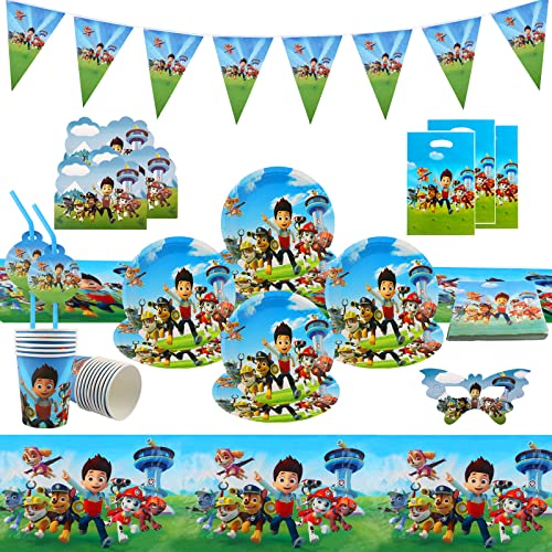 Partygeschirr Geburtstag 82 Stück Partygeschirr Set mit Paw, Pappteller Kindergeburtstag - Patrol Party Tableware Supplies, Partygeschirr Kindergeburtstag Set mit paw patrol von Wirhaut