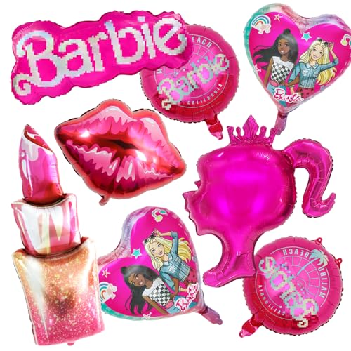 Pink Foil Luftballon, 8PCS Pink Princess Ballon, Foil Balloons Birthday Decoration, Pink Girls Foil Balloons Party Set, Barb Princess Party Supplies for Children Party Decoration Balloons von Wirhaut