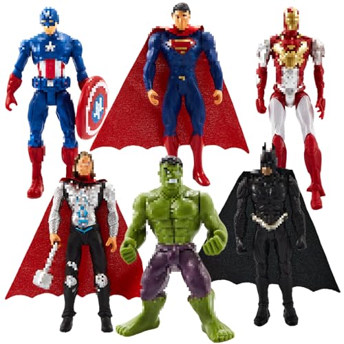 Wirhaut 6 Stück Figuren Set, 9 cm Superhelden Figuren Tortendeko, Superhelden Actionfiguren Kuchen Dekoration, Tortendeko Superhero Doll, Superhero Cake Topper Figur für Mädchen Jungen Kinder von Wirhaut