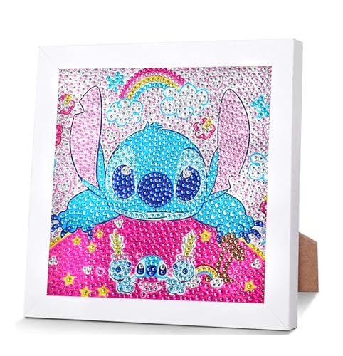 Wirhaut Diamond Painting Kinder, 5D Diamond Painting mit rahmen, 18 x 18cm Diamond Painting Set für Kinder Erwachsene, DIY Diamantmalerei Cartoon Mosaikherstellung für Home Wand Deko von Wirhaut