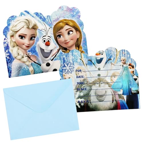 Wirhaut Einladungskarten 10 Stück Frozen Einladungskarten Kindergeburtstag, Einladungskarten Geburtstag mit Umschlägen, Anime Thematisch Partyeinladungen, Geburtstagseinladungen für Jungen Mädchen von Wirhaut