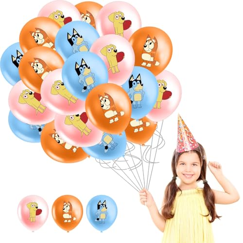 30 Stück Geburtstagsdeko Luftballons, Kindergeburtstags Ballon Set Cartoon Hund Latexballons Set für Kindergeburtstag Party Dekoration Rosa und Blaue von Wirhaut