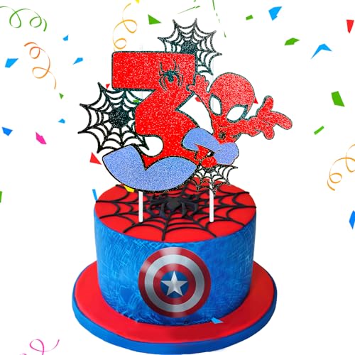 Wirhaut Spider Tortendeko 3 Geburtstag Dekoration, Happy Birthday Tortendek, Superheld Theme Cupcake Topper für Junge Mädchen Themen Party Wirhaut Spider Tortendeko 3 Geburtstag Dekoration, Happy Birthday Tortendek, Superheld Theme Cupcake Topper für Junge Mädchen Themen Party von Wirhaut