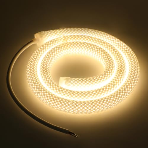 Wisada 12V Neon LED Streifen 5M, 360° Rundes Maschenrohr Neon Band, SMD2835 240LEDs/m Naturweiß IP67 Wasserdichtes Schlauch Lichtband für Weihnachten, Hochzeiten, Innen/Außen Dekoration（Ohne Adapter） von Wisada