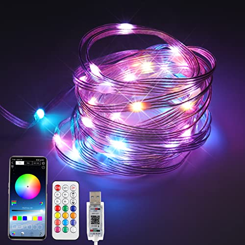 Wisada Bluetooth LED Lichterkette,USB LED Lichtechlauch IP65 Wasserdicht Lichterkette Innen,Bunt Lichtschlauch mit Fernbedienung für Hochzeit, Party, Garten (3m, RGB) von Wisada