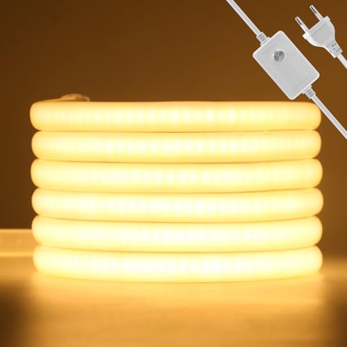 Wisada Neon LED Band 35M, AC220-240V 288LEDs/m Superhell Flexible FCOB LED Leuchtband(Schnitt alle 50cm), Dimmbar Warmweiß COB Streifen für Weihnachten Party Heim DIY Deko von Wisada