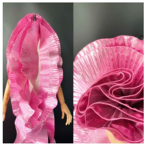 Wisafory 10 Meter Rüschen Spitzenborte Organza Rüschenstoff Plissee Chiffon Tüll Rüschen Trim Spitzenbordüre Spitzenbesatz zum Nähen Dekorative Zubehör für Kleid Tasche Trimmen Rosa 10 Meter von Wisafory