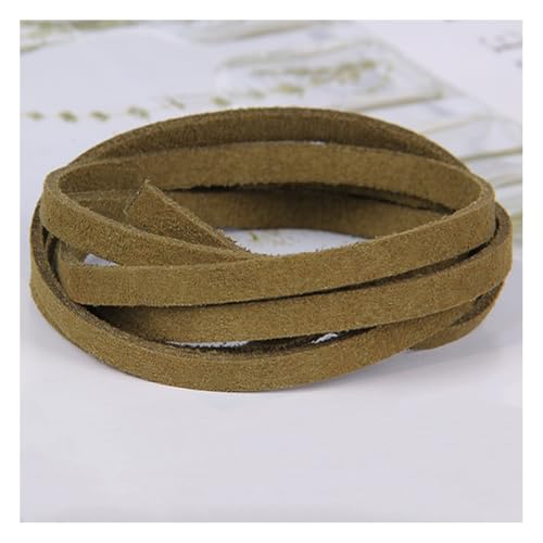 Wisafory 10 Stück Lederschnur Vintage Lederband Flach Faux Wildleder Schnur Breit Lederstreifen Lederschnur Faden Lederspitze für DIY Basteln Armband Halskette Schmuck 4mm x 1M Armeegrün von Wisafory