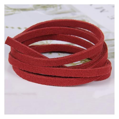 Wisafory 10 Stück Lederschnur Vintage Lederband Flach Faux Wildleder Schnur Breit Lederstreifen Lederschnur Faden Lederspitze für DIY Basteln Armband Halskette Schmuck 4mm x 1M Burgunderrot von Wisafory