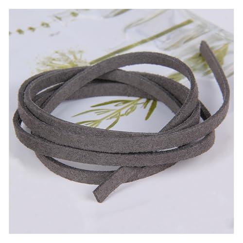 Wisafory 10 Stück Lederschnur Vintage Lederband Flach Faux Wildleder Schnur Breit Lederstreifen Lederschnur Faden Lederspitze für DIY Basteln Armband Halskette Schmuck 4mm x 1M Dunkelgrau von Wisafory