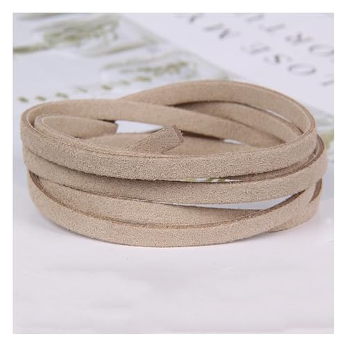 Wisafory 10 Stück Lederschnur Vintage Lederband Flach Faux Wildleder Schnur Breit Lederstreifen Lederschnur Faden Lederspitze für DIY Basteln Armband Halskette Schmuck 4mm x 1M Elfenbein von Wisafory