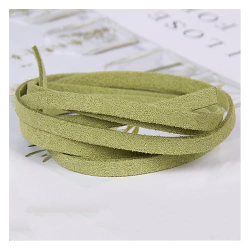 Wisafory 10 Stück Lederschnur Vintage Lederband Flach Faux Wildleder Schnur Breit Lederstreifen Lederschnur Faden Lederspitze für DIY Basteln Armband Halskette Schmuck 4mm x 1M Grasgrün von Wisafory