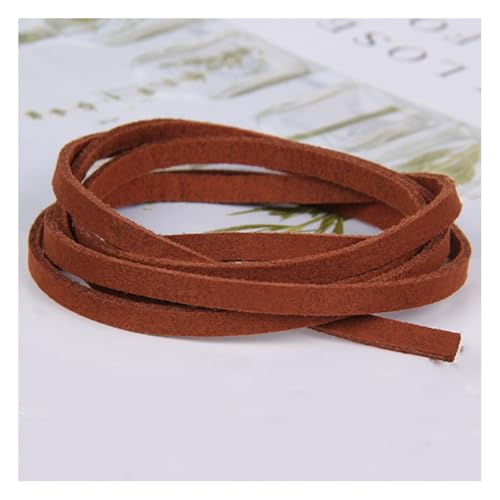 Wisafory 10 Stück Lederschnur Vintage Lederband Flach Faux Wildleder Schnur Breit Lederstreifen Lederschnur Faden Lederspitze für DIY Basteln Armband Halskette Schmuck 4mm x 1M Hellbraun von Wisafory