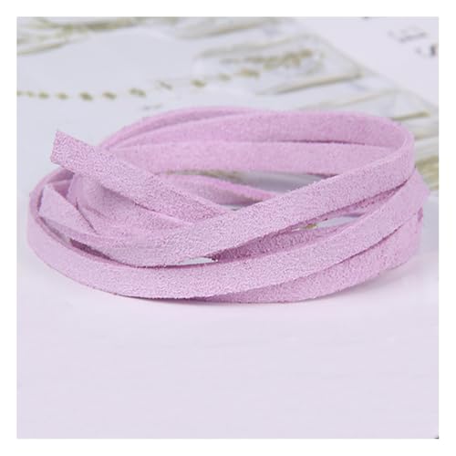 Wisafory 10 Stück Lederschnur Vintage Lederband Flach Faux Wildleder Schnur Breit Lederstreifen Lederschnur Faden Lederspitze für DIY Basteln Armband Halskette Schmuck 4mm x 1M Helles Violett von Wisafory