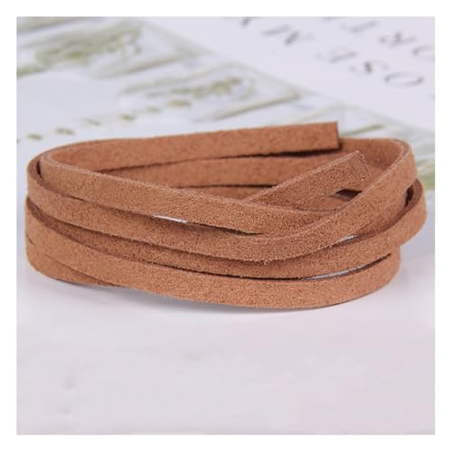 Wisafory 10 Stück Lederschnur Vintage Lederband Flach Faux Wildleder Schnur Breit Lederstreifen Lederschnur Faden Lederspitze für DIY Basteln Armband Halskette Schmuck 4mm x 1M Khaki von Wisafory