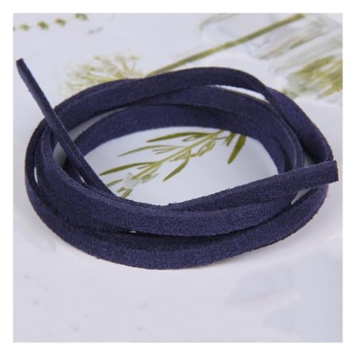 Wisafory 10 Stück Lederschnur Vintage Lederband Flach Faux Wildleder Schnur Breit Lederstreifen Lederschnur Faden Lederspitze für DIY Basteln Armband Halskette Schmuck 4mm x 1M Marineblau von Wisafory