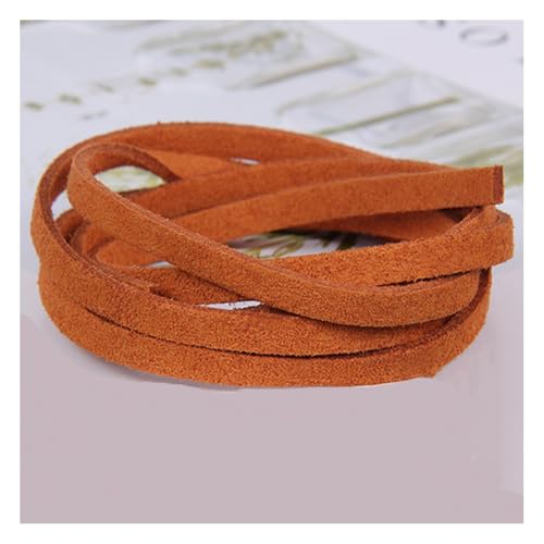 Wisafory 10 Stück Lederschnur Vintage Lederband Flach Faux Wildleder Schnur Breit Lederstreifen Lederschnur Faden Lederspitze für DIY Basteln Armband Halskette Schmuck 4mm x 1M Orange von Wisafory