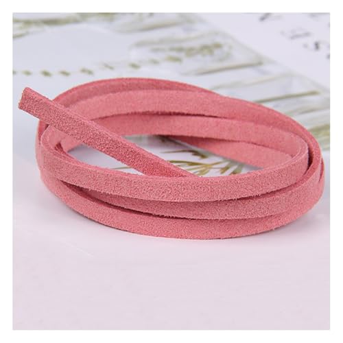 Wisafory 10 Stück Lederschnur Vintage Lederband Flach Faux Wildleder Schnur Breit Lederstreifen Lederschnur Faden Lederspitze für DIY Basteln Armband Halskette Schmuck 4mm x 1M Rosa von Wisafory