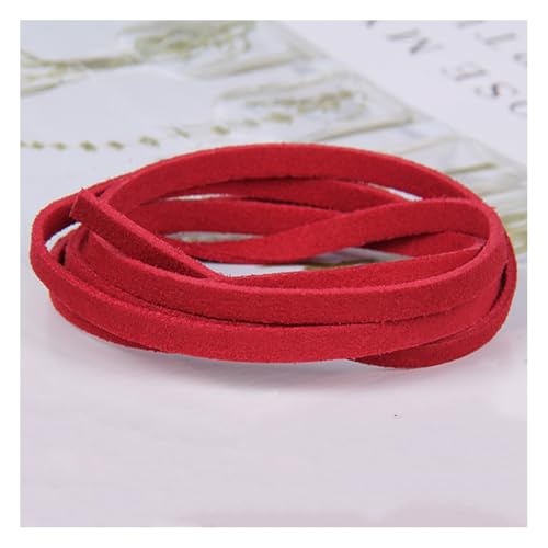 Wisafory 10 Stück Lederschnur Vintage Lederband Flach Faux Wildleder Schnur Breit Lederstreifen Lederschnur Faden Lederspitze für DIY Basteln Armband Halskette Schmuck 4mm x 1M Rot von Wisafory