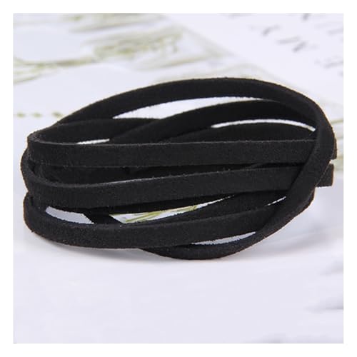 Wisafory 10 Stück Lederschnur Vintage Lederband Flach Faux Wildleder Schnur Breit Lederstreifen Lederschnur Faden Lederspitze für DIY Basteln Armband Halskette Schmuck 4mm x 1M Schwarz von Wisafory