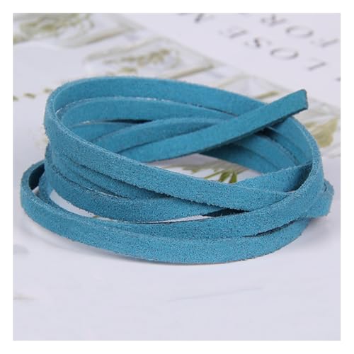 Wisafory 10 Stück Lederschnur Vintage Lederband Flach Faux Wildleder Schnur Breit Lederstreifen Lederschnur Faden Lederspitze für DIY Basteln Armband Halskette Schmuck 4mm x 1M Seeblau von Wisafory