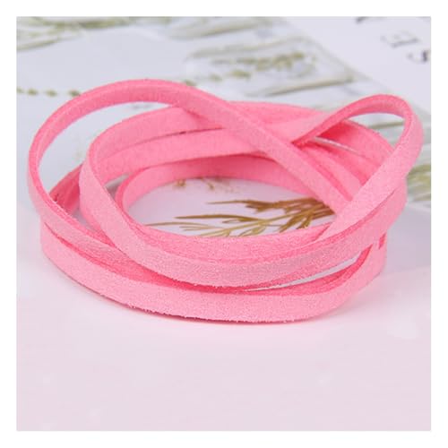 Wisafory 10 Stück Lederschnur Vintage Lederband Flach Faux Wildleder Schnur Breit Lederstreifen Lederschnur Faden Lederspitze für DIY Basteln Armband Halskette Schmuck 4mm x 1M Tiefes Rosa von Wisafory