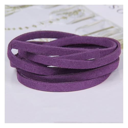 Wisafory 10 Stück Lederschnur Vintage Lederband Flach Faux Wildleder Schnur Breit Lederstreifen Lederschnur Faden Lederspitze für DIY Basteln Armband Halskette Schmuck 4mm x 1M Tiefes Violett von Wisafory