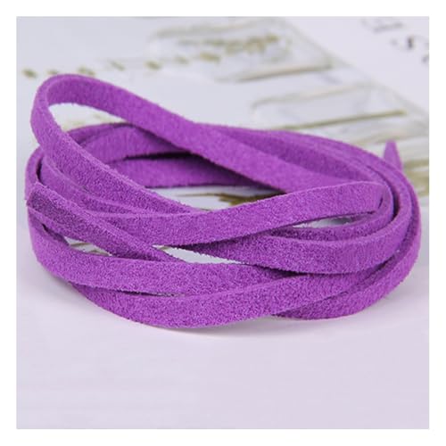 Wisafory 10 Stück Lederschnur Vintage Lederband Flach Faux Wildleder Schnur Breit Lederstreifen Lederschnur Faden Lederspitze für DIY Basteln Armband Halskette Schmuck 4mm x 1M Violett von Wisafory