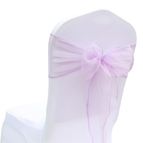 Wisafory Lot de 10 nœuds en Organza Pour Chaise de Mariage - Pour décoration de Chaise de Mariage - Violet von Wisafory