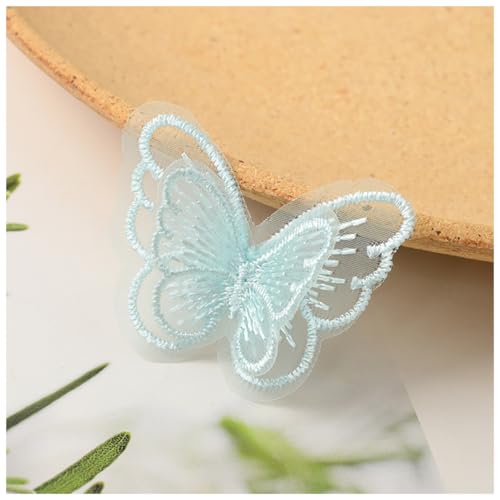 Wisafory 10 Stück Spitze Tüll Schmetterling Applikation Stickerei Aufnäher Spitzenstoff Patches Schmetterlinge Applikationen Zubehör für DIY Kleidung Tasche Haarschmuck Grün von Wisafory