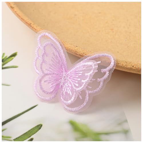 Wisafory 10 Stück Spitze Tüll Schmetterling Applikation Stickerei Aufnäher Spitzenstoff Patches Schmetterlinge Applikationen Zubehör für DIY Kleidung Tasche Haarschmuck Lila von Wisafory