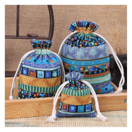 Wisafory 10 Stück Stoffbeutel mit Kordelzug Bunte Jutesäckchen Kleine Geschenksäckchen Schmuckbeutel Baumwolle Säckchen für Lavendel Weihnachten Schmuck Geburtstagsfeier Hochzeit Blau 10 x 14 cm von Wisafory