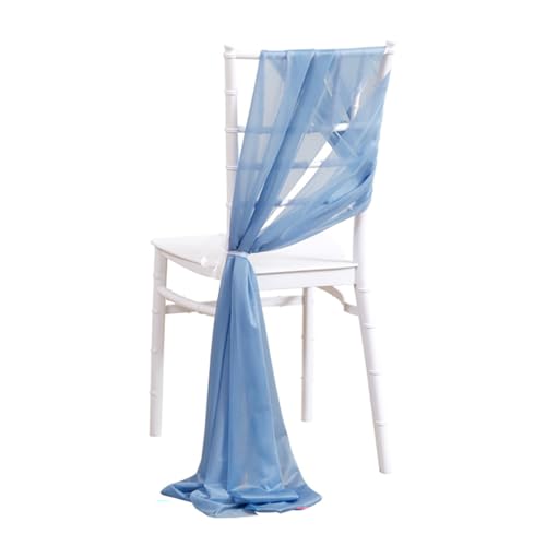 Wisafory 10 Stück Stuhl Husse Hochzeit Stuhlhussen Set Chiffon Stoff Stuhlbezug Stuhlschärpen Dekostoff Stuhl Band Stuhlhusse Dekoration für Hochzeit Zeremonie Event Party Blau 3# von Wisafory