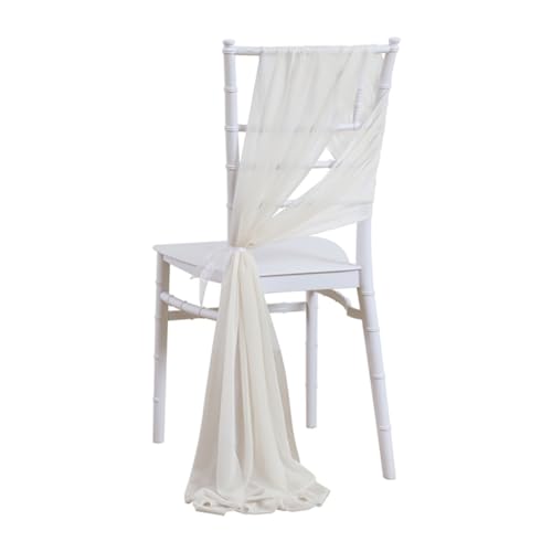 Wisafory 10 Stück Stuhl Husse Hochzeit Stuhlhussen Set Chiffon Stoff Stuhlbezug Stuhlschärpen Dekostoff Stuhl Band Stuhlhusse Dekoration für Hochzeit Zeremonie Event Party Elfenbein von Wisafory