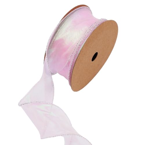 Wisafory 10 Yards Organzaband Dekoband Geschenkband Schimmernd Organza Band mit Drahtkante Schleifenband Stoffband Organza Bänder Bastelband für Blumensträuße Geschenkverpackung Rosa 5.5cm von Wisafory