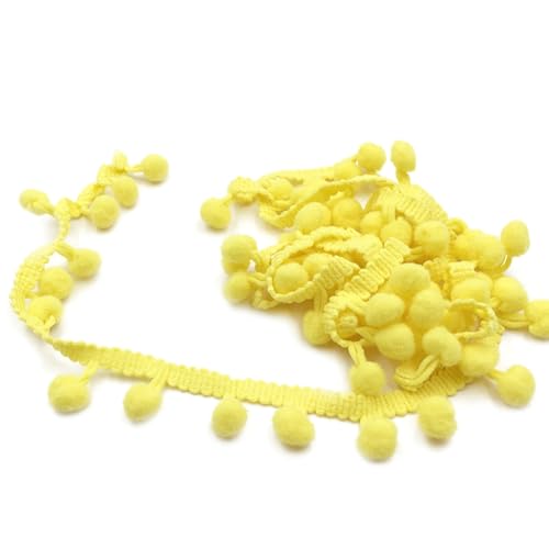 Wisafory 10 Yards Pompon Borte Dekoband Bommelborte Bommelband Fransenband Pomponborte zum Nähen Bommel Fringe Trim Pom Poms Zierborte Nähband für DIY Basteln Kleidung Dekoration Gelb von Wisafory