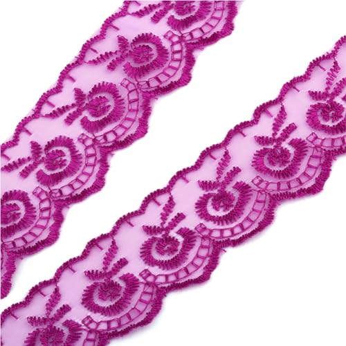 Wisafory 10 Yards Spitzenborte zum Nähen Vintage Spitzenband Spitzenbordüre Zierband Spitzenstoff Spitze Blume Borte Spitzenbesatz Geschenkband für DIY Basteln Hochzeitdeko 4.5cm Dunkellila von Wisafory