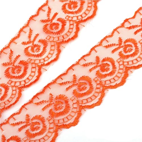 Wisafory 10 Yards Spitzenborte zum Nähen Vintage Spitzenband Spitzenbordüre Zierband Spitzenstoff Spitze Blume Borte Spitzenbesatz Geschenkband für DIY Basteln Hochzeitdeko 4.5cm Orange von Wisafory