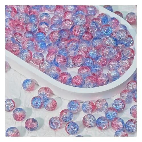 Wisafory 100 Pcs Craquelé-Glasperlen 10 mm Kristallglasperlen runde Abstandshalter Glasperlen lose Perlen für Bastelarbeiten Ohrringe Halsketten Armbänder Schmuckherstellung Kohl's Blau von Wisafory