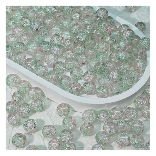 Wisafory 100 Pcs Craquelé-Glasperlen 10 mm Kristallglasperlen runde Abstandshalter Glasperlen lose Perlen für Bastelarbeiten Ohrringe Halsketten Armbänder Schmuckherstellung Rosa-Grün von Wisafory