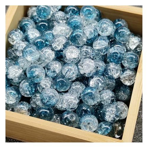 Wisafory 100 Pcs Craquelé-Glasperlen 10 mm Kristallglasperlen runde Abstandshalter Glasperlen lose Perlen für Bastelarbeiten Ohrringe Halsketten Armbänder Schmuckherstellung Tinte Blau von Wisafory