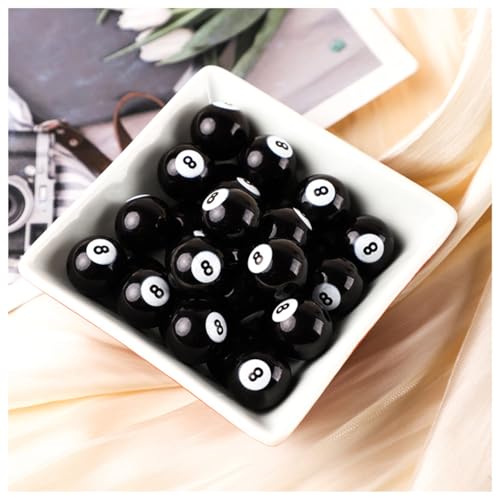 Wisafory 100 Stück Billard Perlen Bunt Rund Zahlenperlen Acrylperlen Mini Billardkugeln mit Loch Nummerperlen Abstandshalter Lose Perlen Kugelperlen für DIY Basteln Armband Schwarz 8 von Wisafory