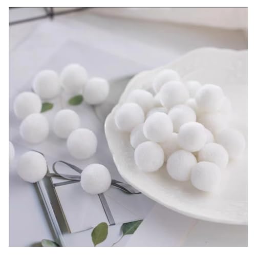 Wisafory 100 Stück Mini Pompons zum Basteln 2cm Bunt Pom Poms Bälle Deko Flauschigen Plüschbälle Kleine Bommeln Filzkugeln für DIY Nähen Handwerk Hochzeit Weihnachts Dekoration Weiß von Wisafory