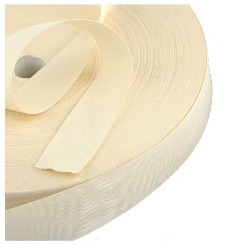 Wisafory 100m Baumwoll Gurtband Baumwollband Flache Nahtband Einfassband Textilband Baumwoll Cotton Tape Bänder Stoffband Baumwollkordel für Nähen Stricken DIY-Basteln Beige 2cm von Wisafory