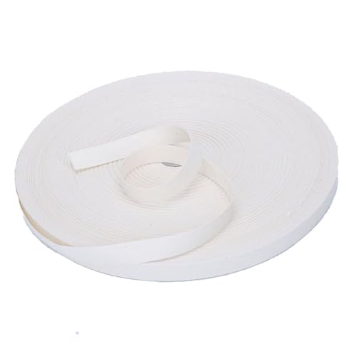 Wisafory 100m Baumwoll Gurtband Baumwollband Flache Nahtband Einfassband Textilband Baumwoll Cotton Tape Bänder Stoffband Baumwollkordel für Nähen Stricken DIY-Basteln Weiß 1cm von Wisafory