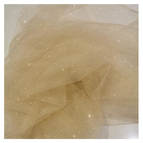 Wisafory 150cm x 5M Tüllstoff Glitzer Tüll Dekostoff Tüllband mit Glitzerpulver Netzstoff Meterware Tüll Rolle Tüllnetz Sparkly Stoff Dekoband für DIY Nähen Tutu Rock Hochzeitsdeko Gold von Wisafory