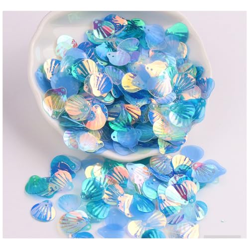 Wisafory 1800pcs Shell Pailletten Muschel Form Perlen Lose Pailletten zum Basteln Glitzer Muschel Pailletten Dekoration für Schmuckherstellung DIY Nähen Handwerk Hochzeit 13mm 100g 3# von Wisafory